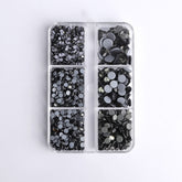 Mixed Sizes 6 Grid Box Black Diamond Glass HotFix Rhinestones For Clothing DIY WholesaleRhinestone
